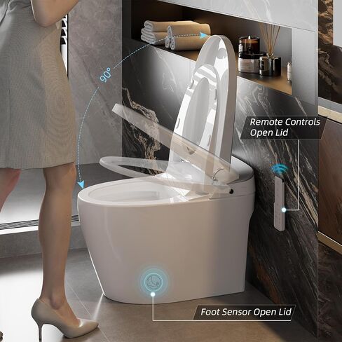 Smart Toilet with Built-in Tank and Air Boost Pump, Powerful Flush, Auto Open/Close Lid, ADA Height Heat Seat, Smart Bidet Toilet with Instant Warm Water Cleaning Foam Dispenser (White) in Saudi Arabia