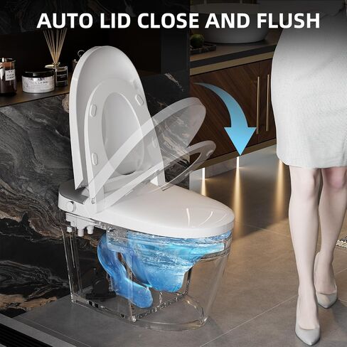 Smart Toilet with Built-in Tank and Air Boost Pump, Powerful Flush, Auto Open/Close Lid, ADA Height Heat Seat, Smart Bidet Toilet with Instant Warm Water Cleaning Foam Dispenser (White) in Saudi Arabia