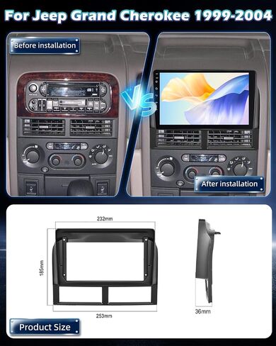 8 Core Android 4G + 64G CAR Radio لجيب جراند شيروكي 1999-2004 - 9 بوصة راديو شاشة اللمس HD مع CARPLAY و Android Auto - DSP/Heat تبديد/5G WIFI GPS + AHD VIEW CAMERA in Saudi Arabia