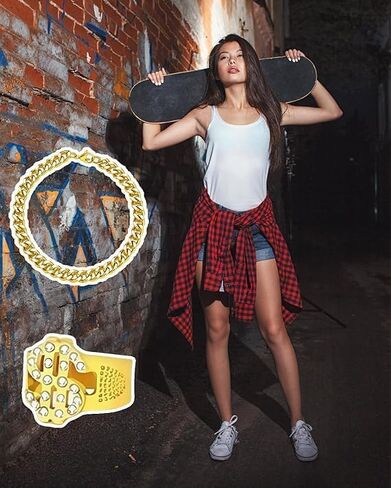80s 90s Hip Hop Costume Kit Rapper Accessories Outfit Old School Rapper DJ Halloween Themed Party Outfits for Men Women in Saudi Arabia