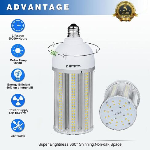 300W Equivalent LED Corn Light Bulb 5000 Lumen 5000K 30W Large Area Cool Daylight White E26/E27 Medium Base for Outdoor Indoor Garage Warehouse Factory Workshop Street Backyard (30 Watts 1Pack) in Saudi Arabia