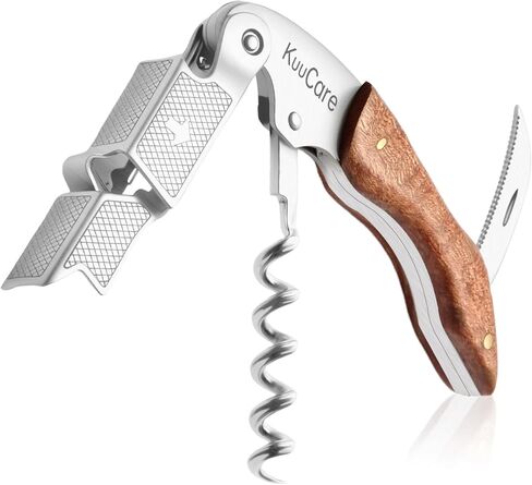 نادل النادل المباراة الافتتاحية Corkscrew ، فتيان زجاجة نبيذ فولاذ مقاوم للصدأ 420 مع مزيل القطع والغطاء ، مفتاح نبيذ يدوي مزدوج المفصلي للزاحفين ، الخوادم ، النوادل والاستخدام المنزلي ، الفضة in Kuwait