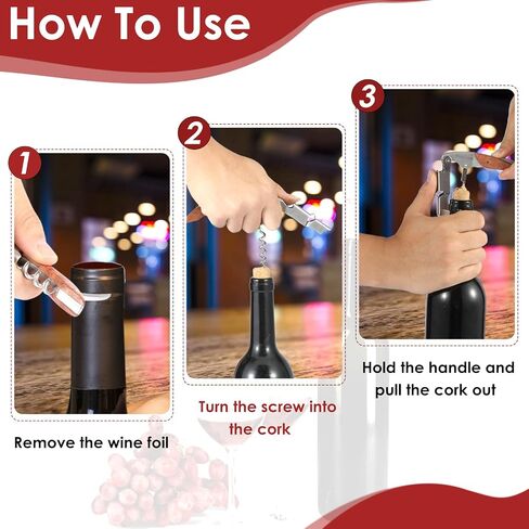 نادل النادل المباراة الافتتاحية Corkscrew ، فتيان زجاجة نبيذ فولاذ مقاوم للصدأ 420 مع مزيل القطع والغطاء ، مفتاح نبيذ يدوي مزدوج المفصلي للزاحفين ، الخوادم ، النوادل والاستخدام المنزلي ، الفضة in Kuwait