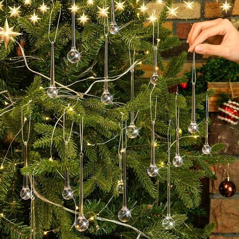 Wettarn 30 Pcs Acrylic Crystal Christmas Balls Ornaments, 1.2" Clear Ornaments Crystal Glass Christmas Diamond Ornaments Raindrops with Silver Thread for Christmas Hanging Decorations in Saudi Arabia
