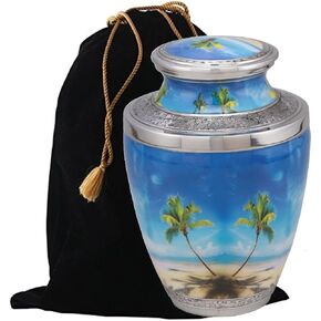 Exquisiteurns Picturesque Cremation Urn - Adult Cremation Urn - Handcrafted Funeral Urn for Ashes - Metal Cremation Urn - Great Deal Free Velvet Bag (Tulip) in Saudi Arabia