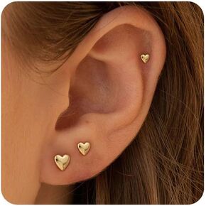 VRIUA Tiny Flat Back Earrings for Women - 14K Gold Plated Small Butterfly, Flower, Cross, Star, Diamond, Pearl Stud | Hypoallergenic Helix Piercing Jewelry Cartilage Earrings in Kuwait