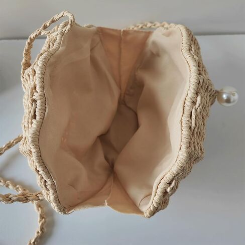 Shell Purse Straw Clutch Purse Woven Shell Shape Shoulder Crossbody Rattan Beachy Seashell Bags Beaded Trendy in Kuwait