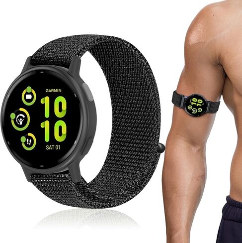 20 ملم سبورت كاحل/ذراع شريط متوافق مع Garmin Vivoactive 6/Vivoactive 5/3/3 Music ، حزام ساعة نايلون ذات العضلة ذات الرأسين الناعمة لفيني SQ 2 & Forerunner 165/55/245/645 MUSIC WOMENS MEN in Kuwait