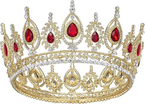 Sweetv Royal Queen Crown ، Wedding Tiara for Bride ، Rhinestone Tiaras و Crowns for Women ، وملابس الأزياء للاحتفال بحفلات أعياد الميلاد ، الذهب in Saudi Arabia
