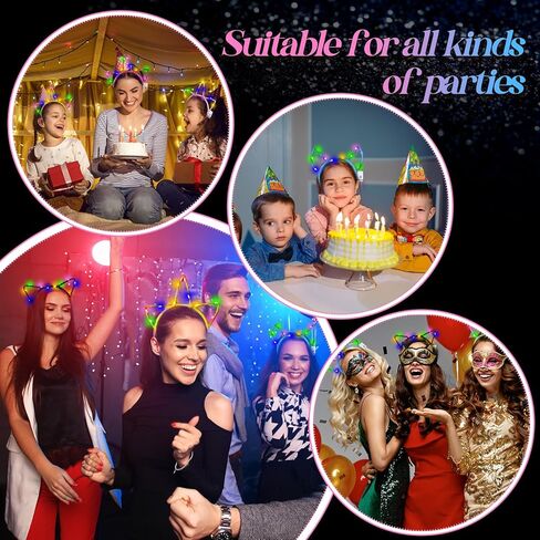 Xinnun 64 Pieces Light up Cat Ears Headband LED Bunny Glow in Dark Cat Ears Hairband Party Supplies for Women Adult Costume in Kuwait