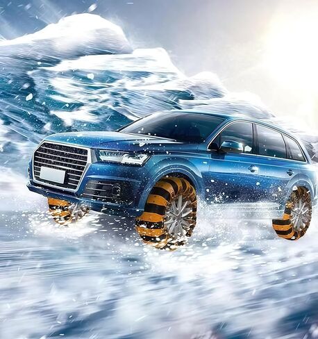 10 Universal Double-row spiked tracked snow chains with Storage Bag and Tools, Tyres 165-265 mm for Car Truck SUV, Anti-Slip Adjustable Emergency wear-resistant TPU anti-skid chains. (spd) in Kuwait