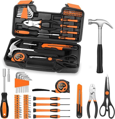 132 Piece Pink Household Tool Set General Household Hand Tool Kit with Plastic Toolbox Storage Case, All Purpose Small Tool Set Great for Home, Garage, Office and College Dormitory Use in Saudi Arabia
