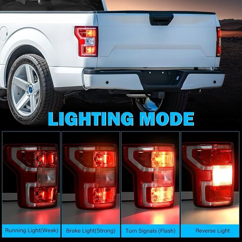 مجموعة أضواء الذيل متوافقة مع 2018 2019 2020 فورد F-150 اليمنى من جانب الراكب الجانبي مصباح الفرامل الخلفي المصباح الخلفي مع لمبة وتسخير استبدال JL3Z13404H in Kuwait