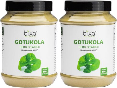 Bixa النباتية الأثرفيدا العشبية الطبيعية مكمل Gotu Kola (Centella Asiatica) جودة قسط أصيلة نقي | تحسين الصحة العامة (16 أونصة (حزمة 1) ، بودرة جولا كولا) in Kuwait
