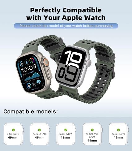 شريط المحيط متوافق مع Apple Watch Ultra 2/Ultra 49mm ، S10 46mm ، 9/8/7 45 مم ، SE2/SE/6/5/4 in Kuwait