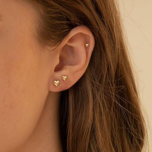 أقراط Vriua Tiny Flat Flat للنساء - الفراشة الصغيرة المطلية بالذهب 14K ، زهرة ، صليب ، نجمة ، Diamond ، Pearl Stud | أقراط اللولبية Hypoallergenic مثقبة للأقراط الغضروفية in Kuwait