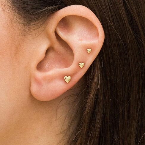 أقراط Vriua Tiny Flat Flat للنساء - الفراشة الصغيرة المطلية بالذهب 14K ، زهرة ، صليب ، نجمة ، Diamond ، Pearl Stud | أقراط اللولبية Hypoallergenic مثقبة للأقراط الغضروفية in Kuwait