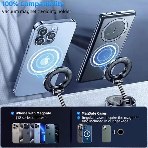 Magnetic Phone Holder for Car – 78+ LBS Vacuum Suction Cup Mount for MagSafe,360° Adjustable Cell Phone Holder for All Smartphones & All Car Models in Saudi Arabia