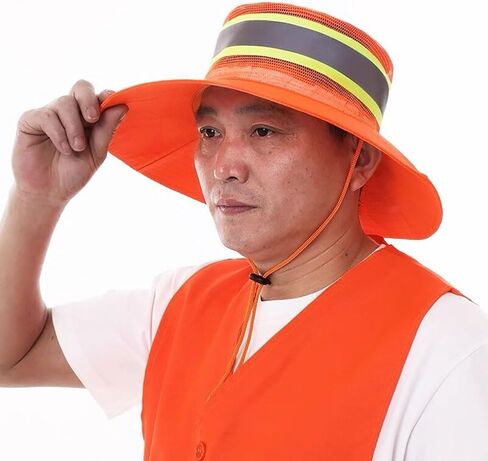 High Visibility Reflective Sun Hat Summer Wide Brim Work Safety Bucket Hat Outdoor UV Protection Worker Boonie Hats in Saudi Arabia