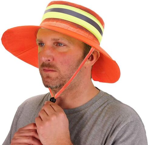 High Visibility Reflective Sun Hat Summer Wide Brim Work Safety Bucket Hat Outdoor UV Protection Worker Boonie Hats in Saudi Arabia