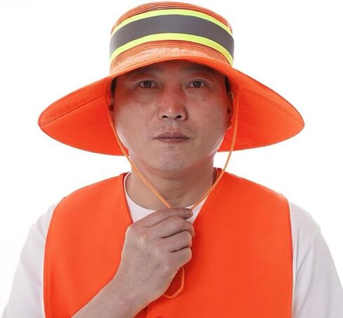High Visibility Reflective Sun Hat Summer Wide Brim Work Safety Bucket Hat Outdoor UV Protection Worker Boonie Hats in Saudi Arabia