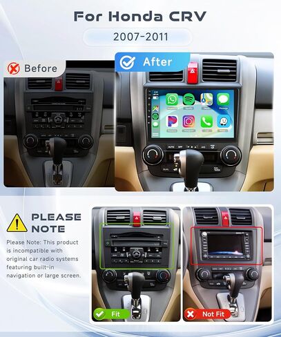 8 Core 6G+128G Car Radio Stereo لـ Honda CRV 2007-2011 مع Carplay Android Auto ، 9 بوصة شاشة تعمل باللمس in Saudi Arabia