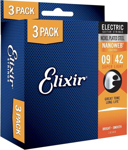 سلاسل الجيتار الكهربائية Elixir® مع تقنية Nanoweb® ، Light (.010 -.046) - Amazon Exclusive 4 Pack in Saudi Arabia
