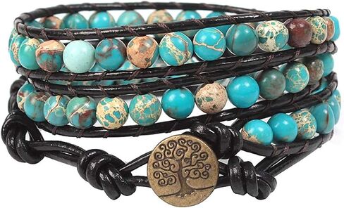 Zosojona Boho Wrap Bead Bercelet للرجال نساء - مصنوعة يدويًا قابلاً للضبط على الشاكرات الحجرية الحجرية الكريستالية بالخرز الكفة الحبل يوجا سوار الشفاء المجوهر in Kuwait