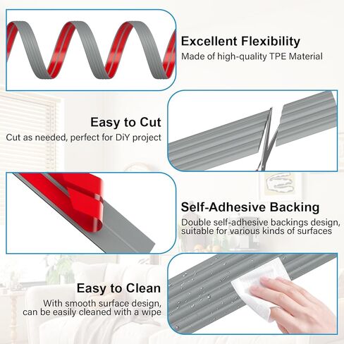 قالب تقليم مرن للزاوية الداخلية والخارجية، قالب حائط قابل للتقشير واللصق مقاس 1.6 بوصة × 20 قدمًا، واقي زاوية الجدار، واقيات زاوية ذاتية اللصق وشريط السد لزاوية حافة الجدار in Kuwait