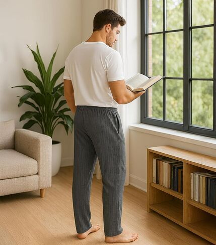DAVID ARCHY Mens Pajama Pants Bamboo Rayon Lightweight Knit Sleep Bottoms, Soft Lounge Pants with Pockets PJs, 2 Pack in Saudi Arabia