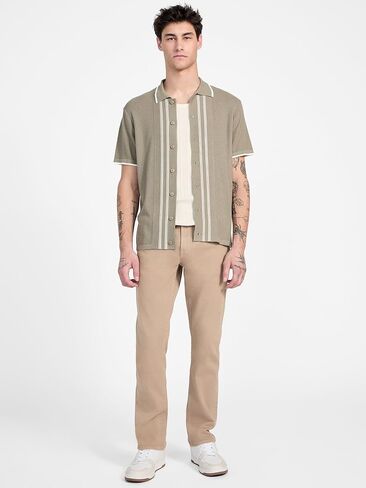 GUESS Men's Eco Short Sleeve Tyler Stripe Sweater Polo in Saudi Arabia