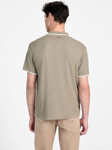 GUESS Men's Eco Short Sleeve Tyler Stripe Sweater Polo in Saudi Arabia