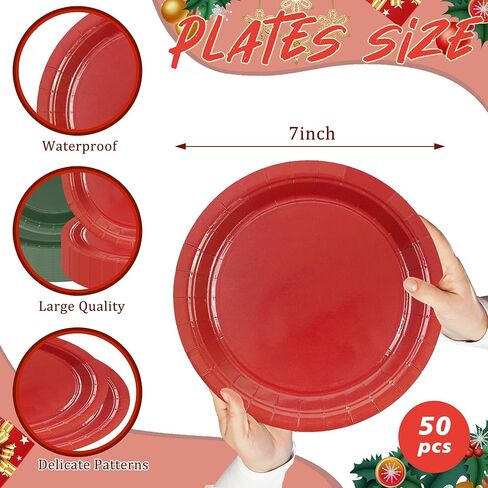 50PCS Sage Green Paper Plates - 7Inch Green Dessert Plate for Cake Salad Pizza Disposable Decoration Supplies for Anniversaries Graduation Birthday Wedding Party in Kuwait