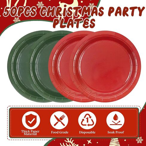 50PCS Sage Green Paper Plates - 7Inch Green Dessert Plate for Cake Salad Pizza Disposable Decoration Supplies for Anniversaries Graduation Birthday Wedding Party in Kuwait