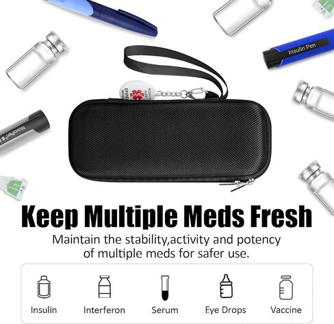 EpiPen Medical Carrying Case, Epi Pens Carrying Case for Travel, Medication Organizer Bag, Fits 2 EpiPens, Asthma Inhaler, Allergy Medicine, With Ice Pack, Programmable NFC Medical Warning Tags (Pink) in Kuwait