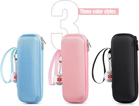 EpiPen Medical Carrying Case, Epi Pens Carrying Case for Travel, Medication Organizer Bag, Fits 2 EpiPens, Asthma Inhaler, Allergy Medicine, With Ice Pack, Programmable NFC Medical Warning Tags (Pink) in Kuwait