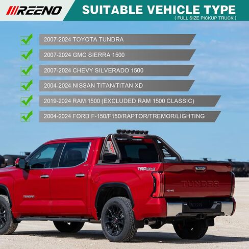 Heavy-Duty Truck Roll Bar/Sport Bar | No-Drilling Installation | LED Lights Compatible | Third Brake Light Included| Fit Mid Size Pickup in Kuwait