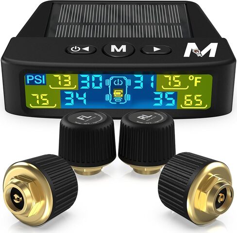 مجموعة أجهزة استشعار TPMS من 4 | 0-98psi أجهزة استشعار ضغط الإطارات الخارجية من 4 | نظام مراقبة الإطارات | 4 و 2-WHEEL MODE | شاشة LCD ألوان تلقائية | منع الانفجارات ، والإطارات المسطحة والقيادة بأمان! in Kuwait