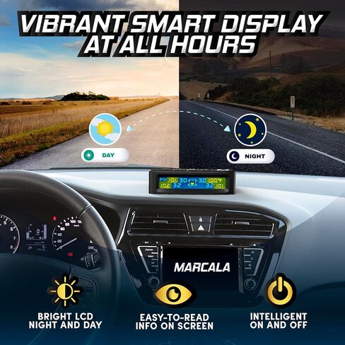 مجموعة أجهزة استشعار TPMS من 4 | 0-98psi أجهزة استشعار ضغط الإطارات الخارجية من 4 | نظام مراقبة الإطارات | 4 و 2-WHEEL MODE | شاشة LCD ألوان تلقائية | منع الانفجارات ، والإطارات المسطحة والقيادة بأمان! in Kuwait