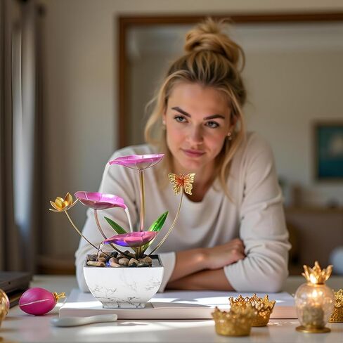 نافورة شلال سطح المكتب ، نافورة زخرفية لسطح المكتب الوردي ، اليوغا الداخلية والاسترخاء للمكاتب أو غرف المعيشة أو غرف النوم in Kuwait