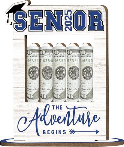 حامل أموال أخضر للحصول على هدية نقدية حامل أموال مع 5 ثقوب الحامل الخشبي لحامل النقود 2025 أموال التخرج أفكار المال حامل المال لفئة 2025 لحفلات التخرج-A07 in Kuwait