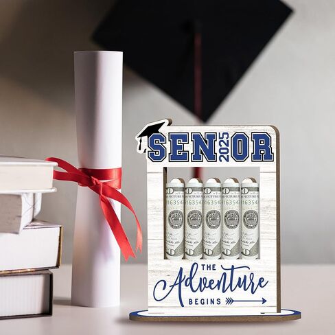 حامل أموال أخضر للحصول على هدية نقدية حامل أموال مع 5 ثقوب الحامل الخشبي لحامل النقود 2025 أموال التخرج أفكار المال حامل المال لفئة 2025 لحفلات التخرج-A07 in Kuwait