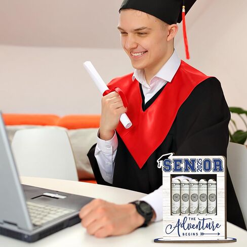 حامل أموال أخضر للحصول على هدية نقدية حامل أموال مع 5 ثقوب الحامل الخشبي لحامل النقود 2025 أموال التخرج أفكار المال حامل المال لفئة 2025 لحفلات التخرج-A07 in Kuwait