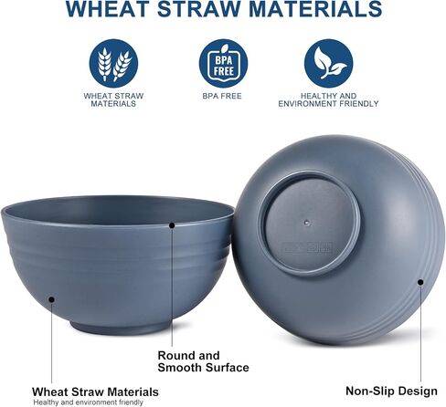 Hotec 12 pack BPA Free Free Nunbreakable Closp Cereal Bowls - Microwave and Dishwasher Safe Soup Sound Bowls ، 26oz ، Multicolor in Kuwait