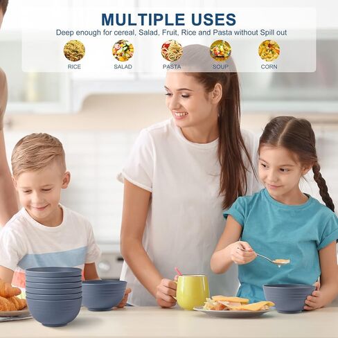 Hotec 12 pack BPA Free Free Nunbreakable Closp Cereal Bowls - Microwave and Dishwasher Safe Soup Sound Bowls ، 26oz ، Multicolor in Kuwait