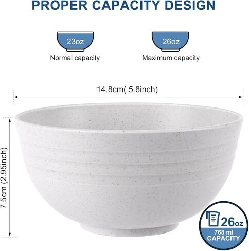 Hotec 12 pack BPA Free Free Nunbreakable Closp Cereal Bowls - Microwave and Dishwasher Safe Soup Sound Bowls ، 26oz ، Multicolor in Kuwait