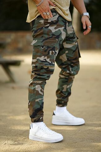 GINGTTO Mens Cargo Jogger Pants Slim Fit Stretch Zipper Pockets Thick Cotton Pants for Men in Saudi Arabia