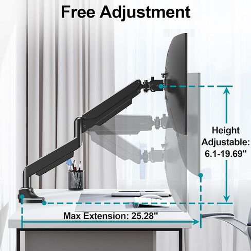MOUNT PRO Dual Monitor Desk Mount for 39" Ultrawide Screen up to 33lbs, Heavy Duty Monitor Arm Double Gas Spring Arms for 2 Monitors, Adjustable Computer Monitor Stand with USB, VESA 75x75 100x100 in Saudi Arabia