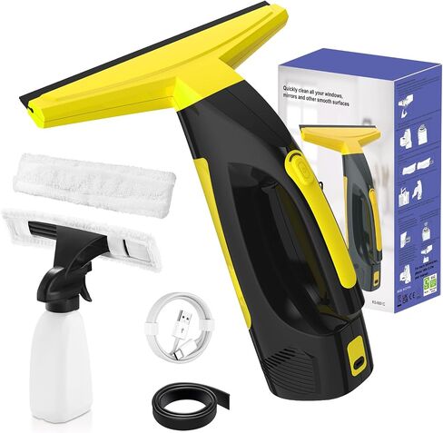 Window Vacuum Squeegee Cordless, Window Vac with Detachable Water Tank and Strong Suction, Electric Window Cleaning Tool for Shower Wall, Glass, Mirror, Countertop, Tiles, Car Windshield in Saudi Arabia