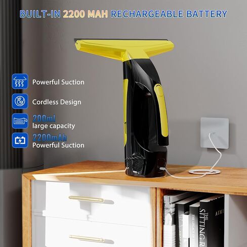 Window Vacuum Squeegee Cordless, Window Vac with Detachable Water Tank and Strong Suction, Electric Window Cleaning Tool for Shower Wall, Glass, Mirror, Countertop, Tiles, Car Windshield in Saudi Arabia